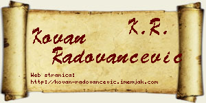Kovan Radovančević vizit kartica